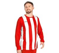 FORZA Men’s Striped Long Sleeve Jersey Shirt [XS-XXL] - Premium Long Sleeve Football T-Shirts Jersey | 5 Stripe Colour Options (UK, Alpha, XL, Regular, Regular, Red and White)