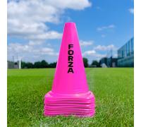 FORZA Multi Sport Training Marker Cones - Durable Plastic Traffic Cones for All Sports & Training Drills | Bright Fluorescent Colours Options [Pack of 10 or 100] (9 Inch, Pink, Pack of 100)