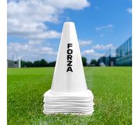 FORZA Multi Sport Training Marker Cones - Durable Plastic Traffic Cones for All Sports & Training Drills | Bright Fluorescent Colours Options [Pack of 10 or 100] (9 Inch, White, Pack of 10)