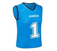 FORZA Premium Numbered Bibs - Polyester Training Vests for Sports Teams [1-23] (Numbered 1-5, Electric Blue, Adult S/M)