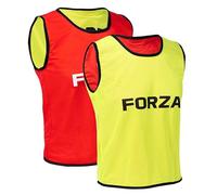 FORZA Premium Reversible Training Bibs (Pack of 5) - Lightweight Polyester Sports Vests - Kids and Adult Sizes (Yellow & Red, Junior)