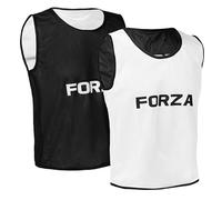FORZA Premium Reversible Training Bibs (Pack of 5) - Lightweight Polyester Sports Vests - Kids and Adult Sizes (Black & White, Junior)