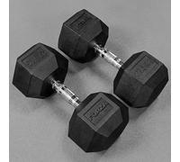FORZA Rubber Hex Dumbbells [2.5kg - 50kg] | Gym & Home Weights - Pair of Weights (27.5kg)