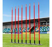 FORZA Telescopic Slalom Poles | Adjustable 8 Pack Training Poles for Sports Drills & Agility - Multiple Colours (With Bases, Red)