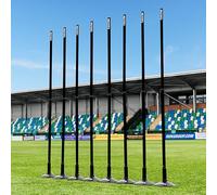 FORZA Telescopic Slalom Poles | Adjustable 8 Pack Training Poles for Sports Drills & Agility - Multiple Colours (With Bases, Black)