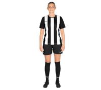 FORZA Women's Striped Football Kit | Breathable & Sweat-Wicking Sportswear - Complete Set with Shirt, Shorts & Socks - Professional Fit for Match & Training (Black & White, M)