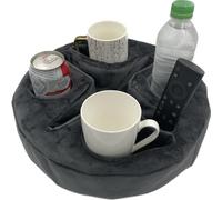 Forzaddik Couch and Bed Cup Holder Pillow, Sofa Organizer Caddy for Drinks, Remotes, Phones, Snacks (Gray)
