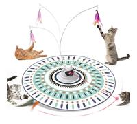 Forzaforte 4-in-1 Interactive Cat Toy for Indoor Cats, Automatic Rechargeable Cat Toy with Moving Feathers and Laser Play, 4 Modes for Kittens and Adult Cats