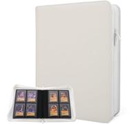 FORZAROCKET 4-Pocket Small Binder for Toploaders - Holds 144 Top Loaders, Ringless, Waterproof PU Leather, for Sports & Trading Cards (White)
