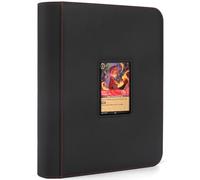 FORZAROCKET 4 Pocket Toploader Binder, Holds 128 Top Loaders, Waterproof PU Leather, Archival Safe Pockets, Compatible with Sports, Trading Cards in 3"x4" Toploaders (Black)