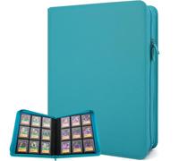 FORZAROCKET 9-Pocket Toploader Binder for Trading Cards - Holds 324 Top Loaders, Ringless, Waterproof PU Leather for Sports Cards & TCG (Teal)