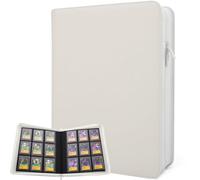 FORZAROCKET 9-Pocket Toploader Binder for Trading Cards - Holds 324 Top Loaders, Ringless, Waterproof PU Leather for Sports Cards & TCG (White)