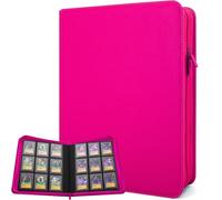 FORZAROCKET 9-Pocket Toploader Binder for Trading Cards - Holds 324 Top Loaders, Ringless, Waterproof PU Leather for Sports Cards & TCG (Rose Pink)