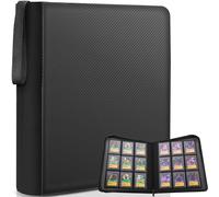 FORZAROCKET 9-Pocket Toploader Binder for Trading Cards - Holds 324 Top Loaders, Ringless, Waterproof PU Leather for Sports Cards & TCG (Carbon Black)