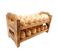 Forzater Wooden Egg Holder Countertop, Stackable Egg Storage Trays for 36 Fresh Chicken Deviled Egg Organizer Rustic Kitchen Decoration, Egg Container Rack, set of 2 pieces