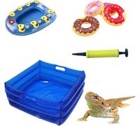 FORZENA 6PC Beard Dragon Pool Floating Toys with Inflatable Reptile Bathing Swimming Bath Hub Float Ring for Turtle Lizard Cage Accessories Photo Shoot Toy (12PC)