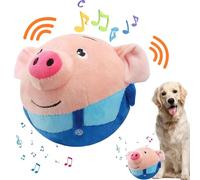 FORZENA Active Moving Pet Plush Toy Interactive Dog Toy Pet Bouncing Balls, USB Rechargeable Interactive Washable Cartoon Pig Plush Sound Electronic Dog Toy Plush (Blue)