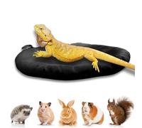 FORZENA Bearded Dragon Bed with Suction Cup Soft Sleep Cushion Mat Washable for Travel Reptile Tank Pad Small Animal Carrier for Lizard Leopard Gecko Hamster Rat Bunny (Black)
