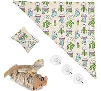 FORZENA Bearded Dragon Hammock Swing Hanging Bed Lounger with Pillow Hooks & Suction for Small Pet Reptile Geckos Lizards Spider (Beige)