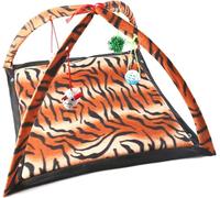 FORZENA Cat Ferret Play Mat Indoor Funny Activity Exercise Tent Hanging Toy Hideout Bed for Small Animal Rodent, Sugar Glider, Hamster, Gerbil, Mouse (Tiger)