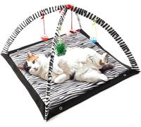 FORZENA Cat Ferret Play Mat Indoor Funny Activity Exercise Tent Hanging Toy Hideout Bed for Small Animal Rodent, Sugar Glider, Hamster, Gerbil, Mouse (Zebra)