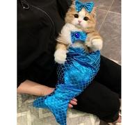 FORZENA Cat Mermaid Costume Funny Pet Cat Costume for Halloween Christmas Birthday Party Shiny Mermaid Cat Outfit Pet Clothing (L(22-28lb),Blue)