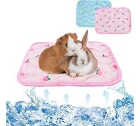 FORZENA Cute Cooling Mat for Rabbit Guinea Pig Summer Breathable Cooling Sleeping Pad for Small Pet Cage Self Cooling Bed Blanket for Ferret Bunny Hedgehog Hamster Stay Cool (Pink)