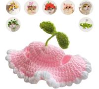 FORZENA Cute Cosplay Flared Hat for Cats Handmade Knitted Dress Up Costume Headwear with Ear Hole for Small Animal Rabbit Guinea Pig Festival Party Photo Shoot (M,Sprout)