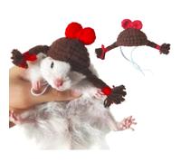 FORZENA Cute Mini Hat for Hamster Hand Knitted Adjustable Strap Lovely Tiny Hats for Lizard Guinea Pig Reptile Party Cosplay Costume Photo Shot (12,M)