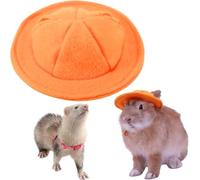 FORZENA Ferret Bunny Sun Hat Funny Tiny Cap with Ears Hole Rabbit Outfit for Small Breeds Guinea Pig Rat Mini Sombrero Puppy Hat Party Costume Head Wear (Orange)