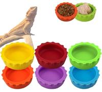 FORZENA Food and Water Feeding Cups for Crested Gecko Reptile Food Dish Colorful Water Bowl for Bearded Dragon Tank Terrarium Accessories Supplies for Tortoise Crab (6)