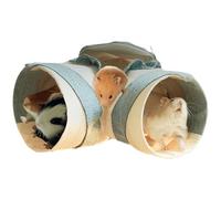 FORZENA Guinea Pig Toys Collapsible Corner Tunnel Tube Toy Cozy Hideout for Small Animal Rabbit Rat Hamster Hedgehog Ferret Chinchilla Sugar Glider (Blue,M)