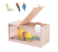 FORZENA Natural Wood Nesting Box for Parakeet Birds Transparent Design Breeding Box with Perch Wood Bird Cage House for Cockatiel Lovebirds Budgie Finch Parrotlets Canary (X-Large)