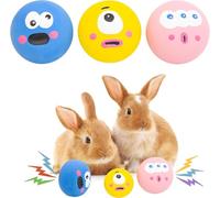 FORZENA Rabbit Toy Ball 3PC Natural Rubber Squeaker Toys High Elasticity Latex Squeak Balls Funny Printed Toys for Small Animal Ferret Guinea Pigs Cats Playing Boredom Sound Toy (3PC)