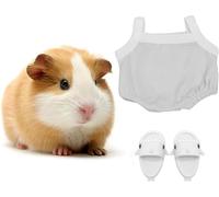 FORZENA Tiny Shirt & Shoes for Hamster Cosplay Costume Cute Mini Shark Slipper for Small Animal Hedgehog Rat Ferret Party Play Photo Shot (White)