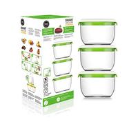 FOSA 3 x 850ml Food Containers, Compatible Vacuum Food Storage System, White and Green