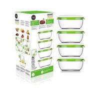 FOSA 4 x 600ml Food Containers, Compatible with FOSA Vacuum Food Storage System, White and Green…