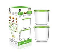 FOSA Pack of 2 Food Storage Containers, 1350 ML, Compatible with FOSA Vacuum Food Storage System, White and Green