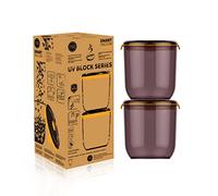 FOSA UV-protected vacuum container, 45oz x2pcs set, vacuum storage for coffee bean, tea, herb and more (2 round containers (45oz))