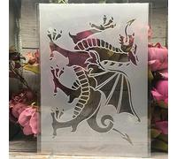 FOSANGPUSHI A4 29cm Welsh Dragon Stencils for Painting On Wood, Reusable Home Decor Stencils, DIY Signs & Crafts Art Supplies