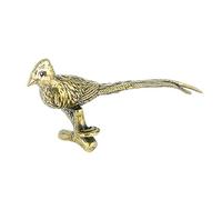 FOSANGPUSHI Brass Décor,9.6x3.9cm Antique Copper Crafts Collection Solid Pure Copper Long-Tailed Pheasant Copper Ornament Desk Tea Pet Brass Decoration
