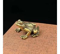 FOSANGPUSHI Brass Figurines Home Decor,3.7x3.6cm Antique Pure Copper Frog Figurines Ornaments Solid Brass Animal Tea Pet Paperweight Statue Desk Decorations
