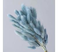 FOSANGPUSHI Bunny Tails Dried Flowers,100Pcs 40cm Natural Dried Flowers White Grey Flowers Real Rabbit Tail Grass Bouquet Flower Wedding Arrangement Home Living Room Decor Grey Blue