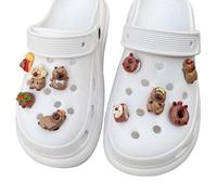 FOSDICK 10 Pieces Capybara Shoe Charms, 3D Cartoon Capybara Decoration for Croc Charms, Cute Animal Shoe Accessories, Funny Clog Charm, DIY Hole Shoes Charm Capybara Gifts for Adults Teens and Kids
