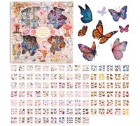 FOSDICK 100 Sheets/approx. 500Pcs Butterfly Stickers, PET Scrapbook Stickers, Butterfly Sticker Aesthetic, Scrap Book Accessories, Journal Supplies, DIY Decoration for Scrapbooking Journaling Envelope