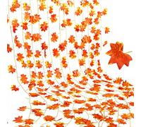 FOSDICK 12 Pack 210cm Autumn Garland Hanging Artificial Maple Leaves Vines Autumn Leaves Garland Fall Decor Hanging Maple Leaf garland for autumn Decorations Thanksgiving Home Wedding Halloween Party