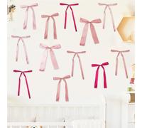 FOSDICK 12 Pcs Pink Bows Wall Decor, 25x21cm Coquette Pink Bow Birthday Decorations, with 1 Sheet Glue Dot, pink Bows for Gift Wrapping, Girls Room, Baby Showers, Backdrop Decoration, Christmas Tree
