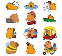 FOSDICK 12 Pieces Cartoon Animal Pin Badges, Cute Capybara Enamel Pins, Lovely Funny Capybara Brooch, Pin Badge for Backpack Clothing Hats Bag Jeans Dress, Capybara Gifts Brooches for Women and Girls