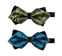 FOSDICK 2 PCS Adjustable Bowtie, Classic Formal Pre-Tied Bow Tie, Clip on Bow Ties for Men, Satin Tux Bowtie, Neck Bowties for Weddings, Tuxedos & Formal Events, Party
