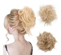 FOSDICK 2 PCS Messy Bun Hair Piece, Messy Bun Scrunchie, Fake Hair Buns, Curly Wavy Hairpieces, Ponytail Extension Accessories Elastic Easy Scrunchie for Girls and Women